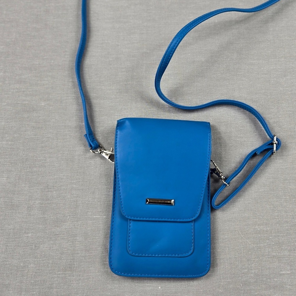 Safe Keeper Blue RFID Crossbody Phone Bag Wallet Faux Leather Adjustable Strap